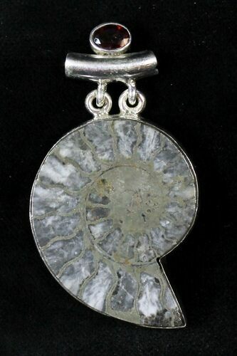 Pyritized Ammonite Fossil Pendant - Sterling Silver #19881